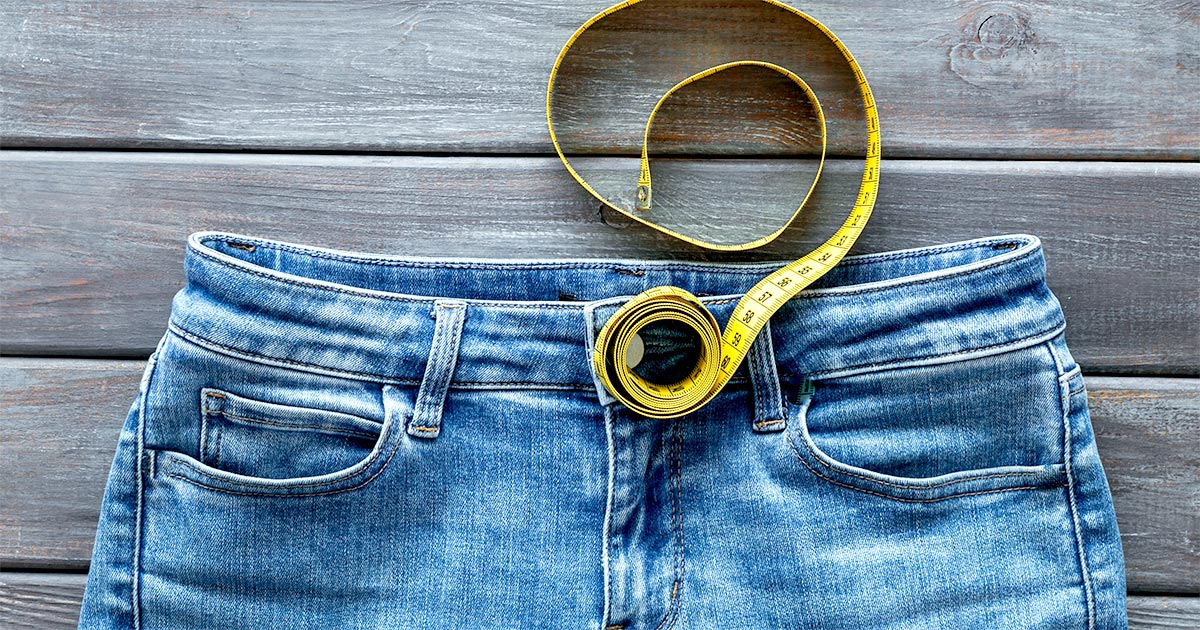 Blood Sugar and Weight Loss Jeans with measuring tape